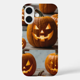 Glimlachende pompoen gezicht Halloween iPhone 16 Hoesje