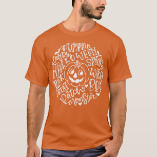 glimlachende pompoen Halloween Typografie Happy H T-shirt