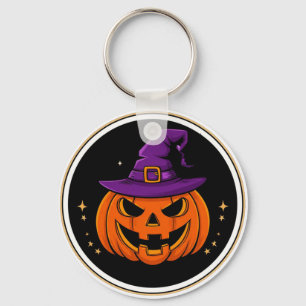 Glimlachende Pompoen Heks Hoed Halloween 🎃 Sleutelhanger