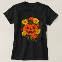 Glimlachende Pompoen Retro Bloemige Halloween-ontw