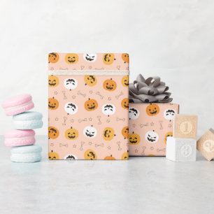 Glimlachende pompoenen Patroon Wrapping Paper Roll Cadeaupapier