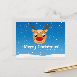 Glimlachende rendieren sneeuwval gepersonaliseerd briefkaart