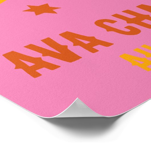 Glimlachende Retro Sun CUSTOM BABY NAAM GEBOORTEDA Poster (Hoek)