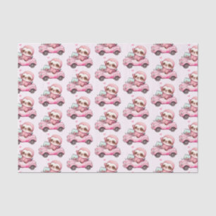 Glimlachende roze luiaard in een converteerbaar pa tissuepapier