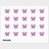 Glimlachende roze vlinder Stickers (Vel)