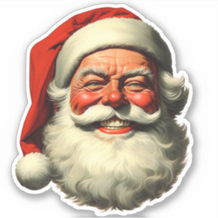 Glimlachende Santa Retro  Stijl Die-Cut Sticker