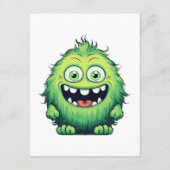 Glimlachende Schattigee Groene Monster Cartoon Informatiekaartje (Achterkant)
