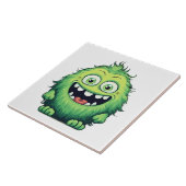 Glimlachende Schattigee Groene Monster Cartoon Tegeltje (Zijkant)