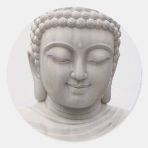 Glimlachende Serene Boeddha Inspirerende Liefde Vr Ronde Sticker