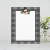 Glimlachende sneeuwman Buffalo Plaid Papier Statio (Staand voorkant)