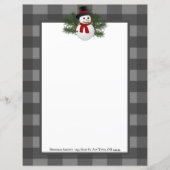 Glimlachende sneeuwman Buffalo Plaid Papier Statio (Voorkant)