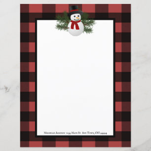 Glimlachende sneeuwman Buffalo Plaid Papier Statio