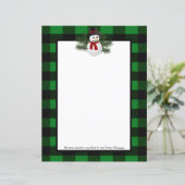Glimlachende sneeuwman Buffalo Plaid Papier Statio (Staand voorkant)