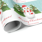 Glimlachende sneeuwman in het winterbos Vrolijk Ke Cadeaupapier (Rol Hoek)