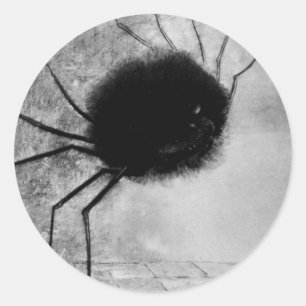 Glimlachende Spin door Odilon Redon, Vintage Hallo Ronde Sticker