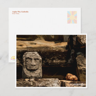 Glimlachende Stenen Totem Cambodja – Ansichtkaart Feestdagenkaart