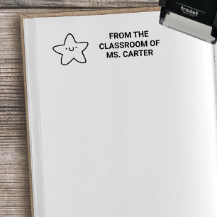 Glimlachende ster van de klas van aangepaste naam zelfinktende stempel