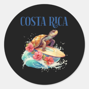 Glimlachende Surfende Strand Schildpad Tropische B Ronde Sticker