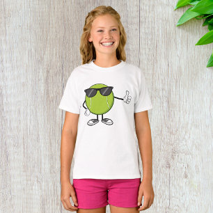 Glimlachende tennisbal met zonnebril t-shirt