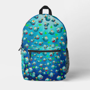 Glimlachende vis bedrukte rugzak