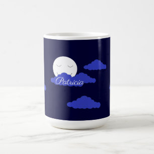 Glimlachende volle maan met wolken: Donkerblauw Koffiemok