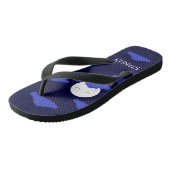 Glimlachende Volle Maan met Wolken: Donkerblauw Teenslippers (Schuin)