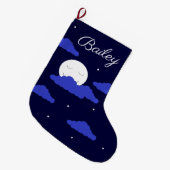 Glimlachende volle maan met wolken: grote kerstsok (Voorkant (Hangend))