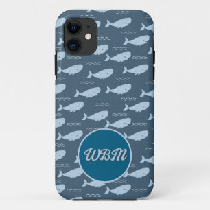 Glimlachende Walvis Monogram Mobiele Telefoon Hoes