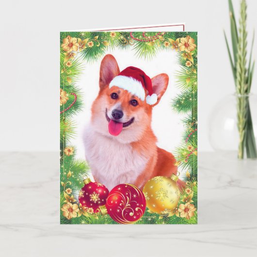 Glimlachende Welsh Christmas Corgi Feestdagen Kaart (Voorkant)