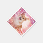 Glimlachende Welsh Corgi met Harten Servetten (Hoek)
