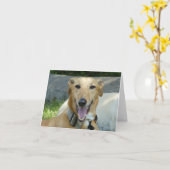 Glimlachende windhond kaart (Gele Bloem)