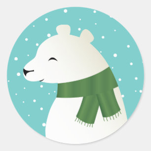 Glimlachende Winter IJsbeer Ronde Sticker