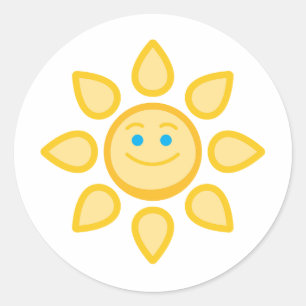 Glimlachende Zon Gelukkige Zonneschijn Ronde Sticker