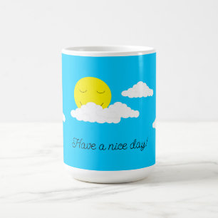 Glimlachende zon met wolken: Turquoise Koffiemok
