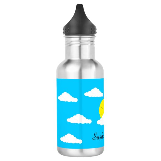 Glimlachende zon met wolken: waterfles  (Links)