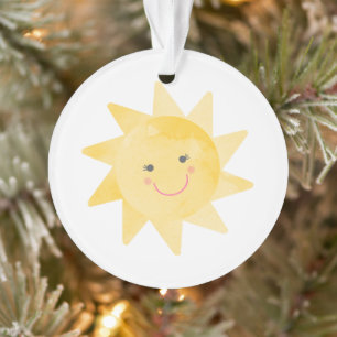 Glimlachende zonneschijn Helder en Schattige kerst Ornament