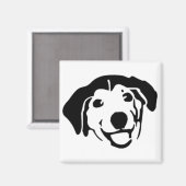 Glimlachende zwarte hond magneet (Voorkant / Achterkant)