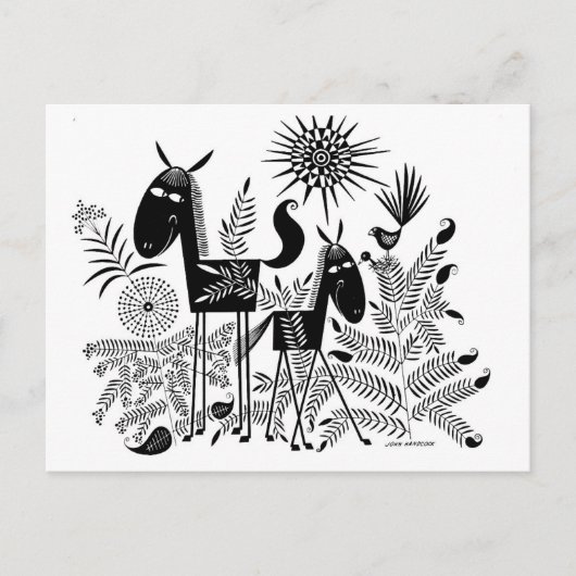 glimlachte paarden briefkaart (Voorkant)