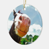 glimlachte paarden keramisch ornament (Links)