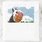 glimlachte paarden rechthoekige sticker (Tas)