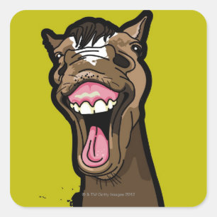 glimlachte paarden vierkante sticker