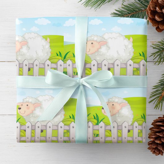 glimlachte schapen cadeaupapier