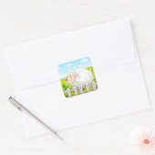 glimlachte schapen vierkante sticker