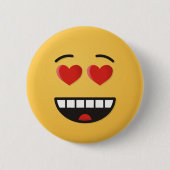 Glimlend gezicht met hartvormige ogen ronde button 5,7 cm (Voorkant)