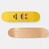 Glimlend gezicht met hartvormige ogen skateboard (Horizontaal)