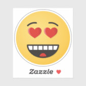 Glimlend gezicht met hartvormige ogen sticker (Vel)