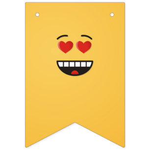 Glimlend gezicht met hartvormige ogen vlaggetjes