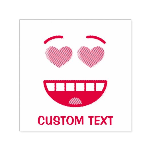 Glimlend gezicht met hartvormige ogen zelfinktende stempel (Design)