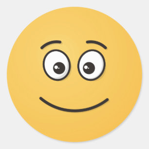 Glimlend gezicht met open ogen ronde sticker