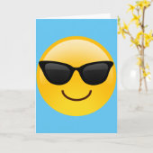 Glimlend gezicht met zonnebrillen Cool Emoji Kaart (Gele Bloem)